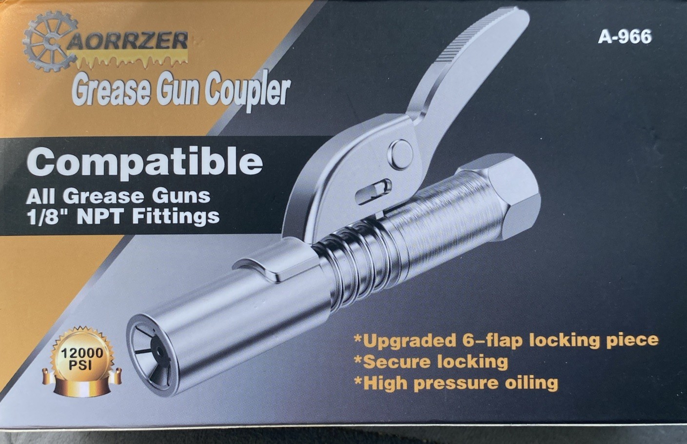 Grease Coupler Strong Lock on Grease Couplers,12000 PSI High Pressure Grease Gun