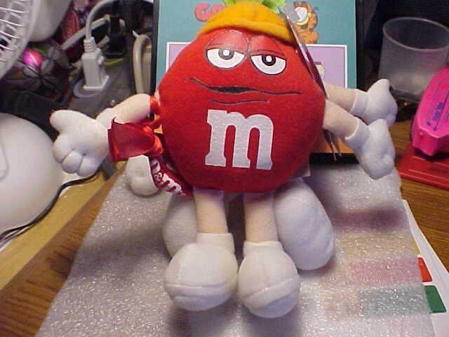 M&Ms Red Plush 7 inches Tall with Carrot Top Hat and Clip