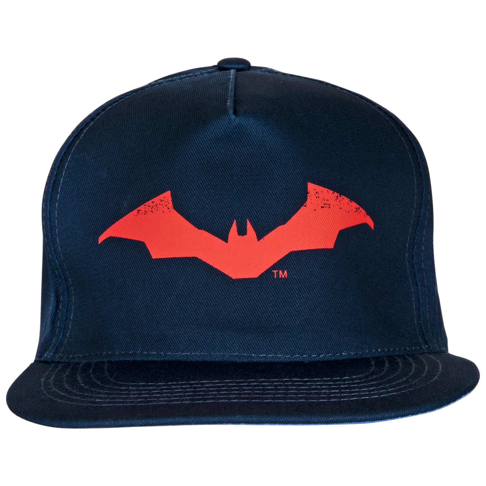 DC Comics The Batman Sketched Logo and Font Embroidery Flat Bill Hat Blue