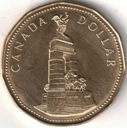 1994 Canadian Uncirculated Commemorative War Memorial One Dollar Coin!