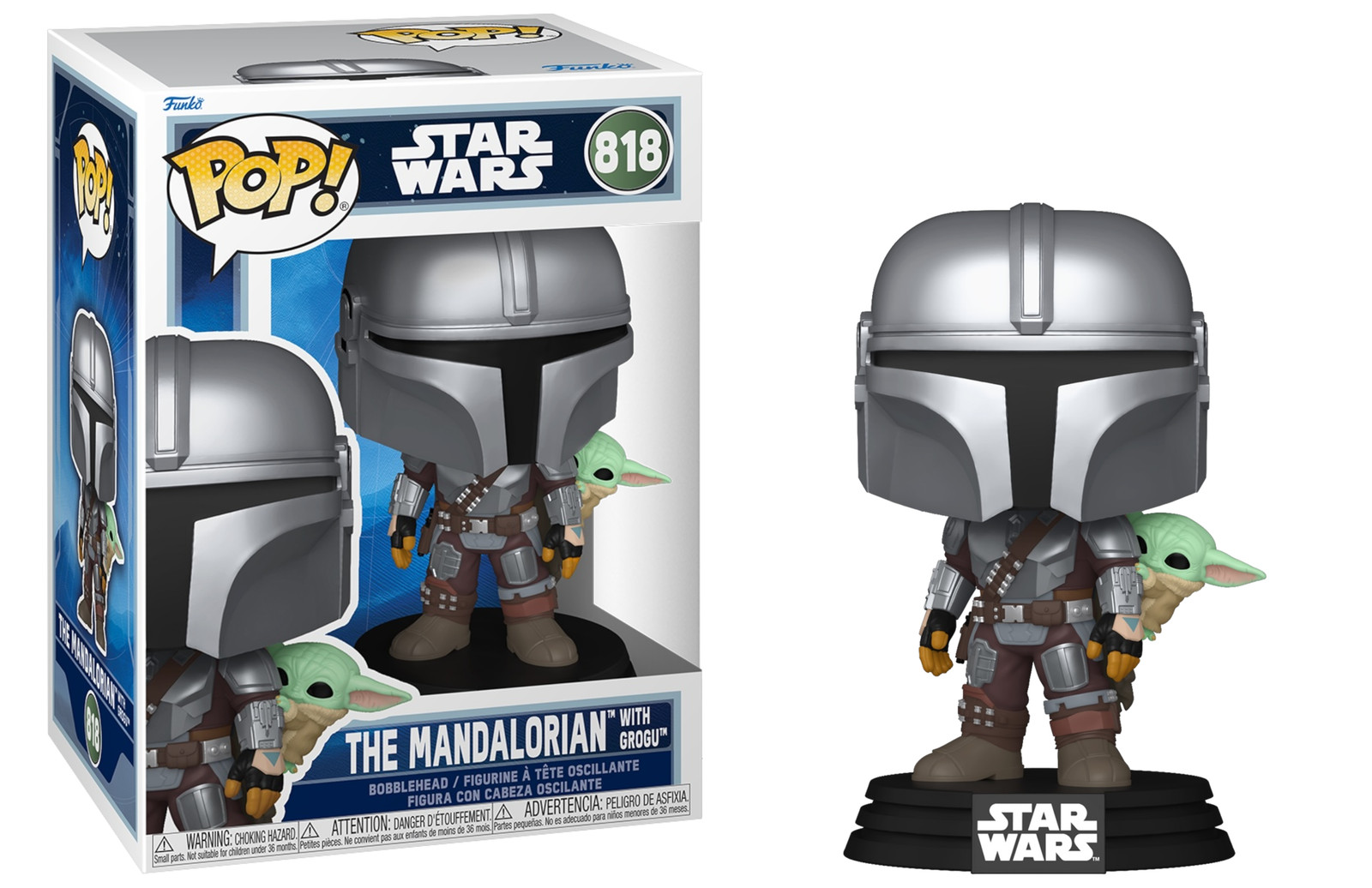 Funko Pop! Star Wars The Mandalorian and Grogu The Mandalorian with Grogu #818