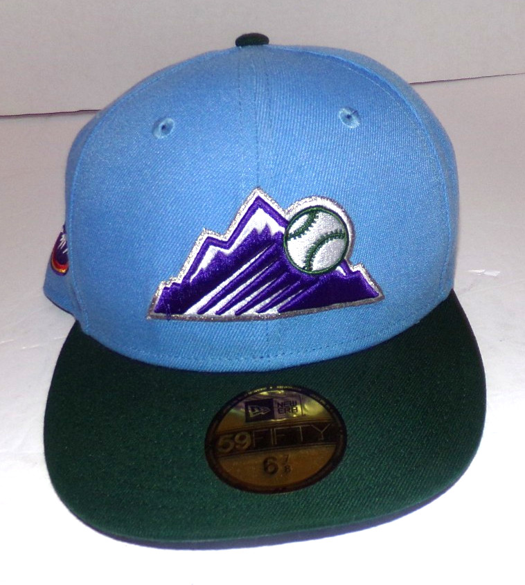 New Era 59FIFTY Colorado Rockies Glacier & Side Patches Blue Fitted Hat 6 7/8