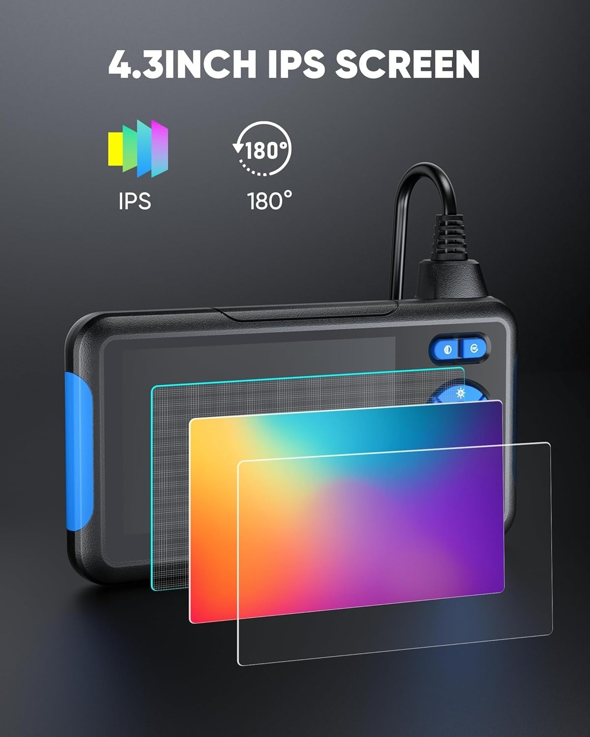 4.3 Inch Endoscope Inspection Camera with Dual Lenses and USB Type C Interface