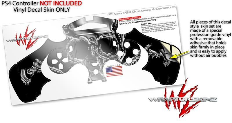 Skin for Playstation 4 Sony PS4 Controller Chrome Skull on Black