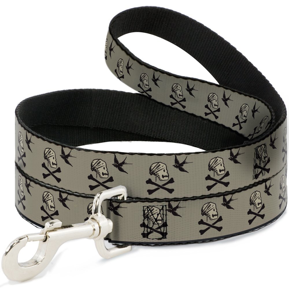 Dog Leash Jack Sparrows Flag Icons Grays 6 Feet Long 1.0 Inch Wide