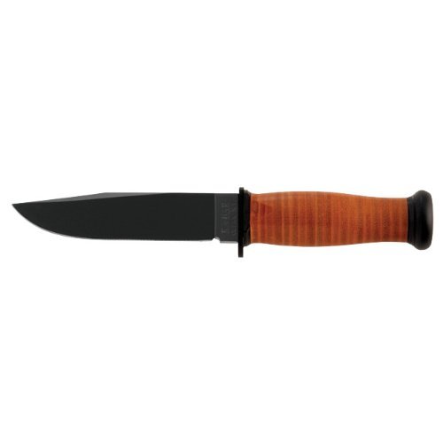 Ka-Bar Leather Handled Mark I Straight Blade Knife 5-1/8" Overall 9-3/16" 2225