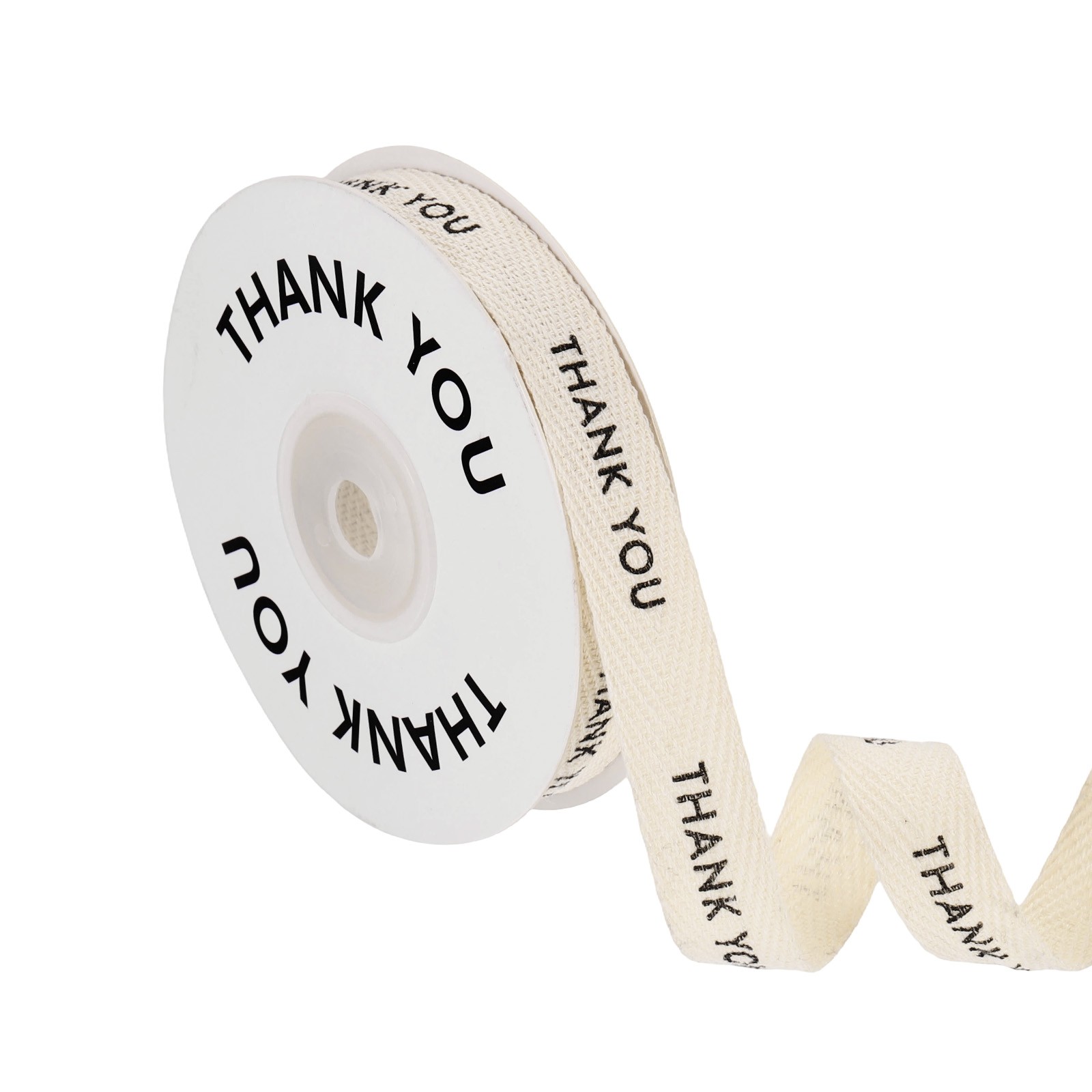 Cotton Twill Ribbon 0.6"/1.5cm 10 Yards Thank You Ribbon White