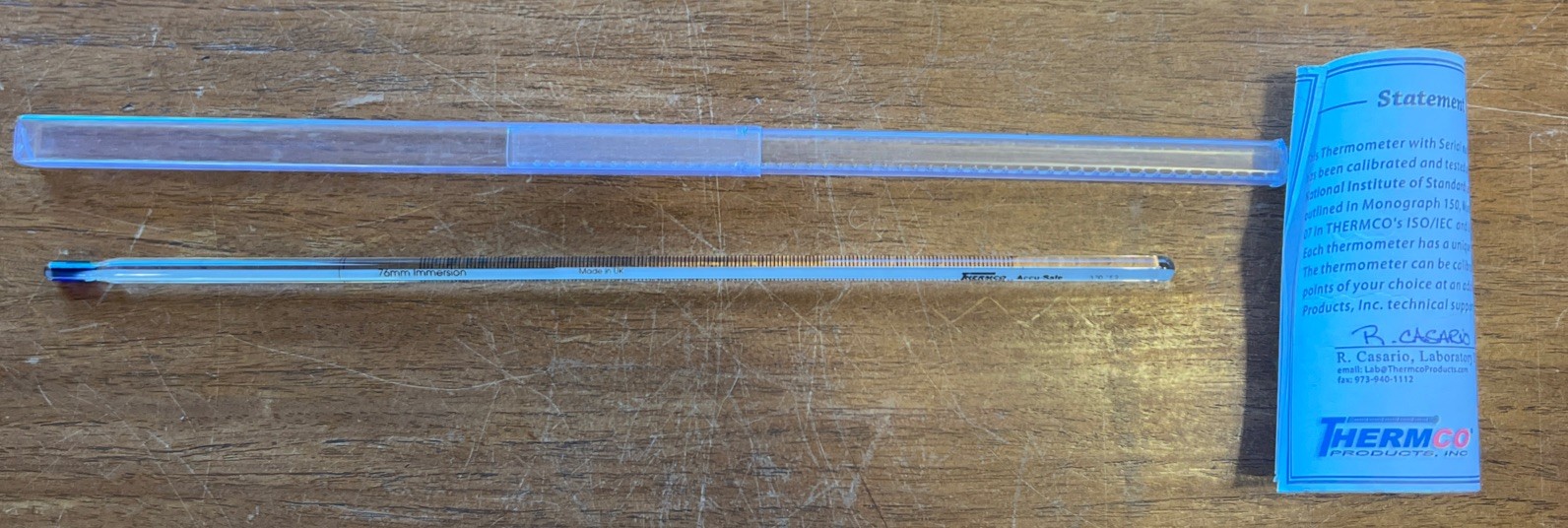 Thermco Accu-Safe 12” Glass Thermometer 370752 76mm Immersion