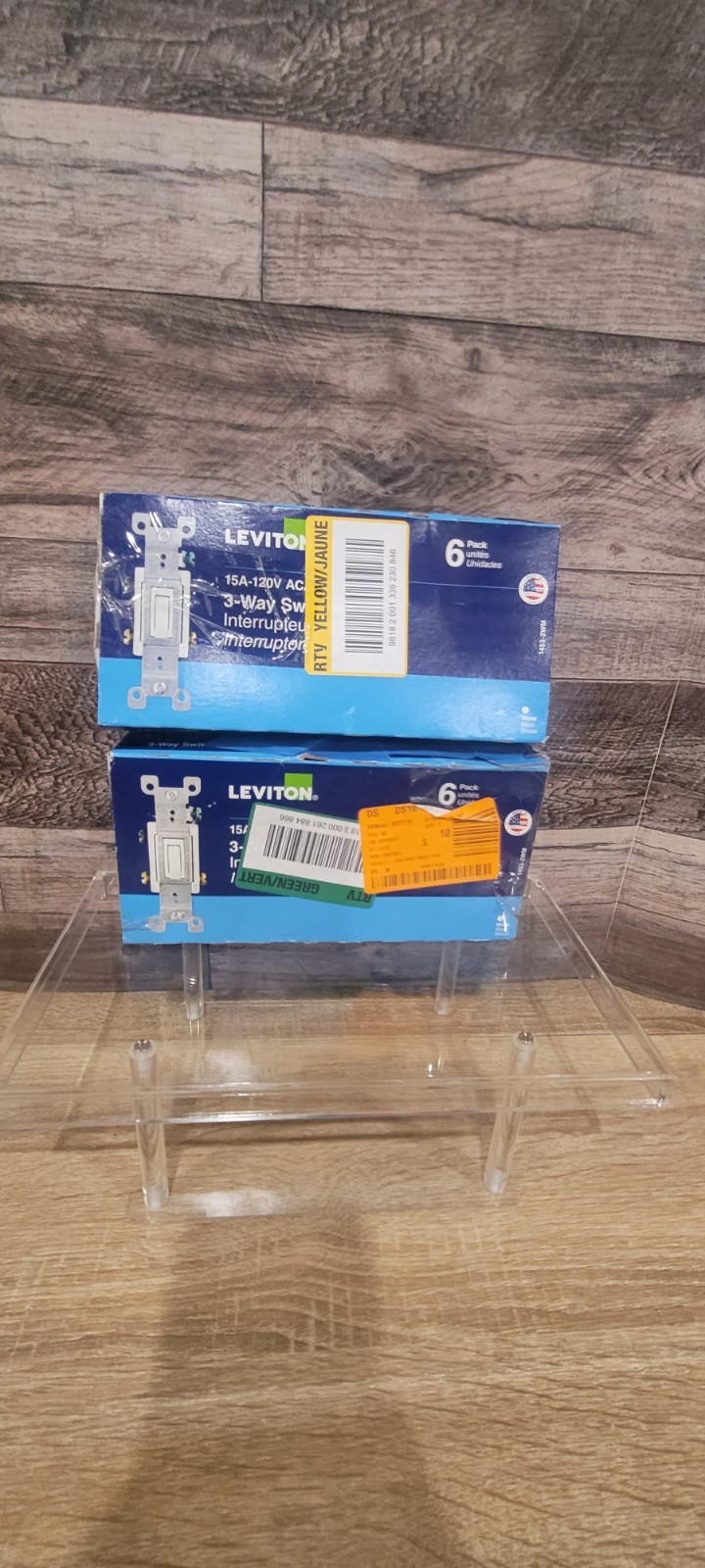 (2)-6 Pack Leviton 1453-2WM White 15A 120V 3-Pole Toggle AC Quiet Switch