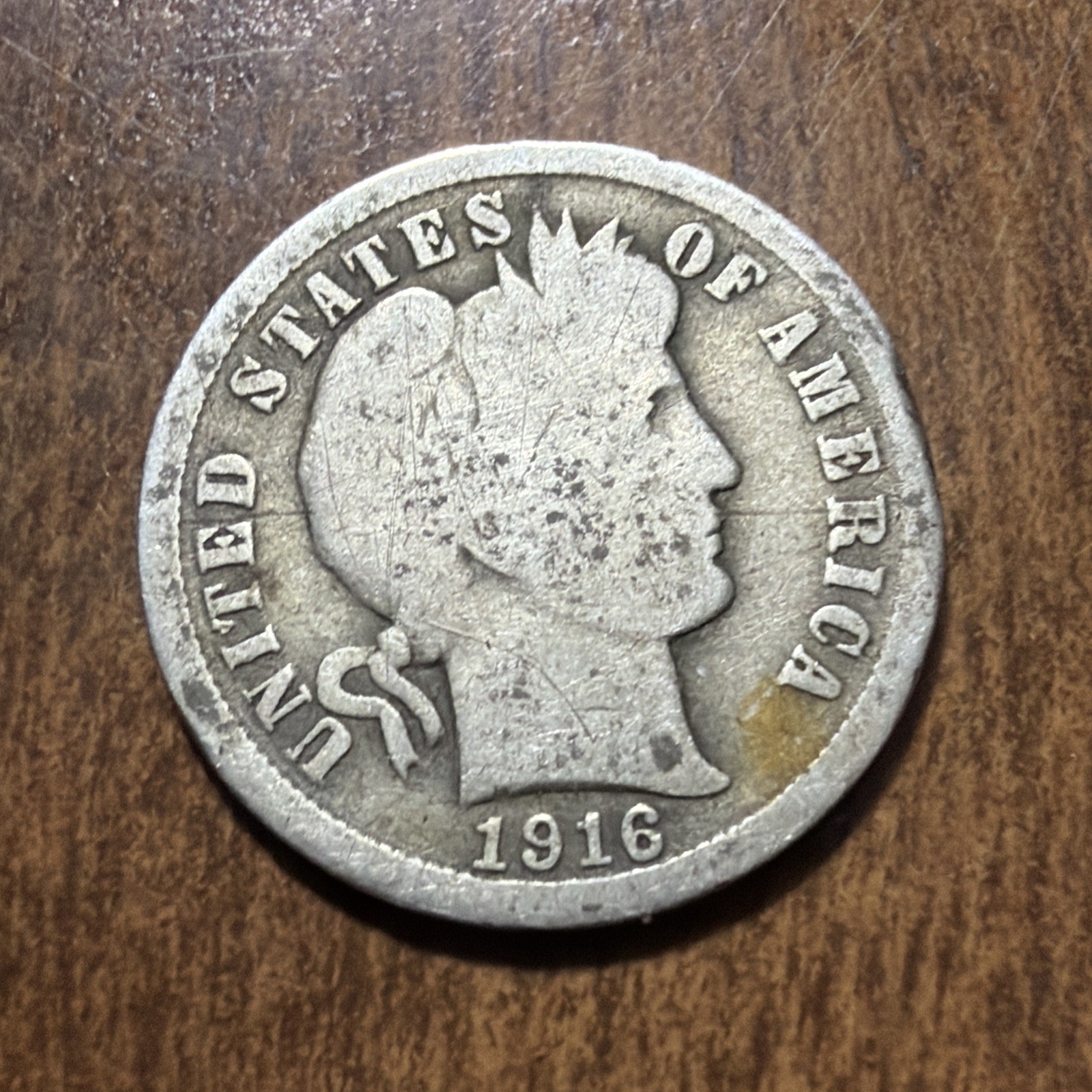 1916 Barber Dime Good Actual Coin Good Additional To Collection