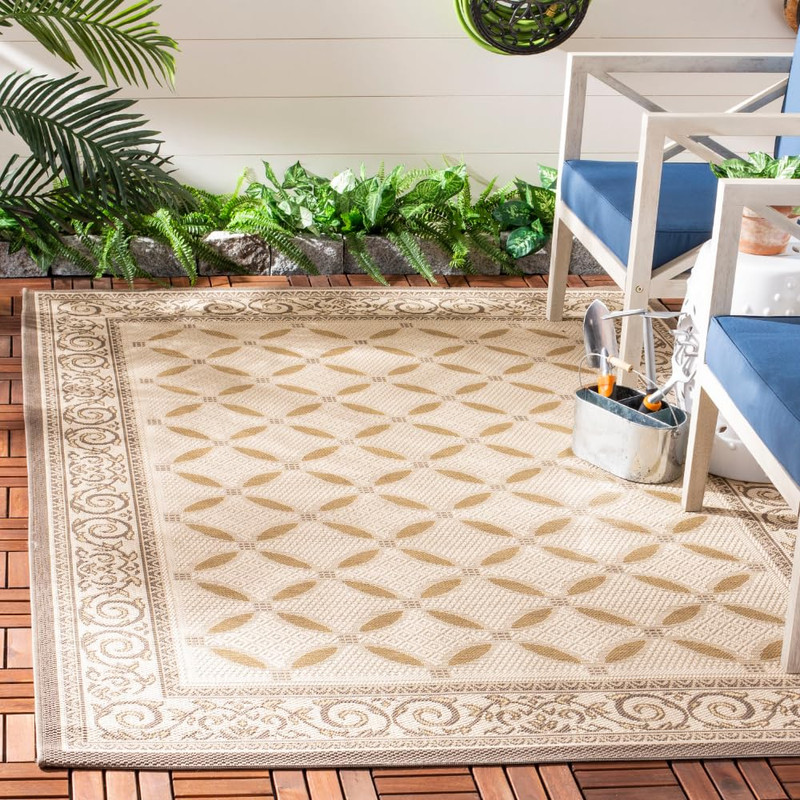 Safavieh Courtyard Collection 67 X 96 Beige / Dark Beige Cy7107 Indoor/ Outdoor