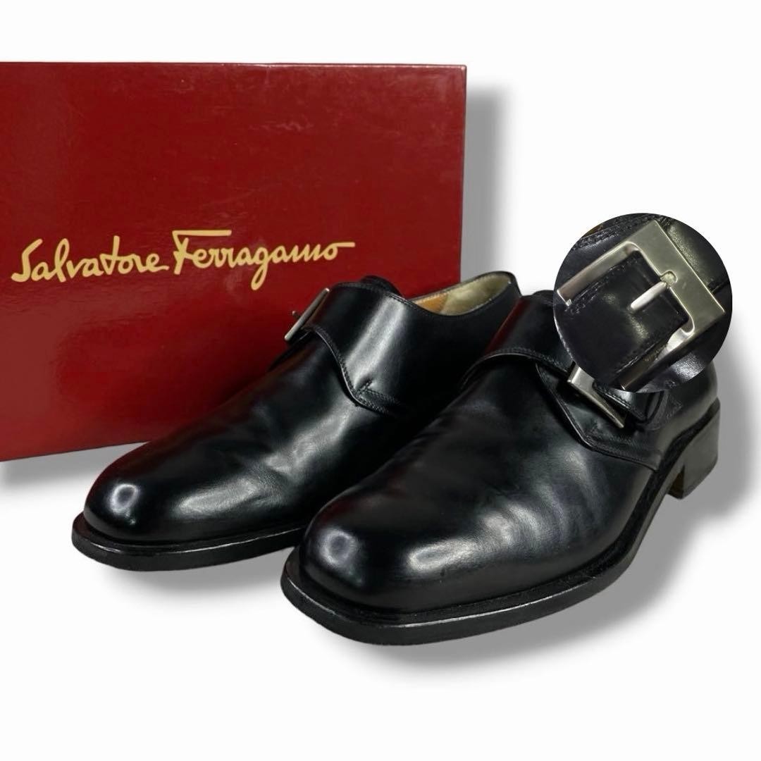 Ferragamo Dress Shoes Men 8.0US Monk Strap Leather Loafers Business Limited Edit
