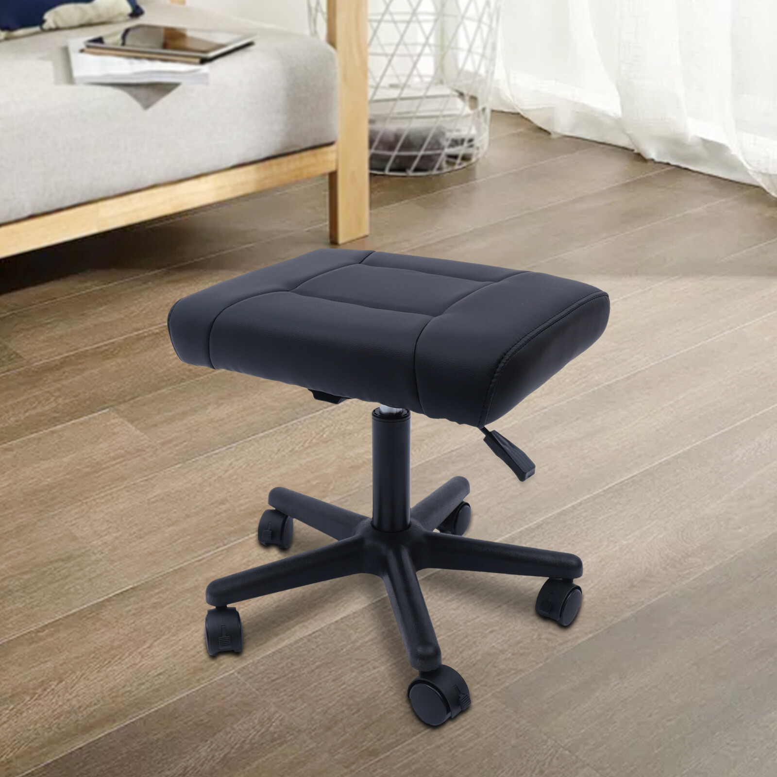 Footrest Footstool Ergonomic Adjustable Height Rolling Swivel Stool for Office