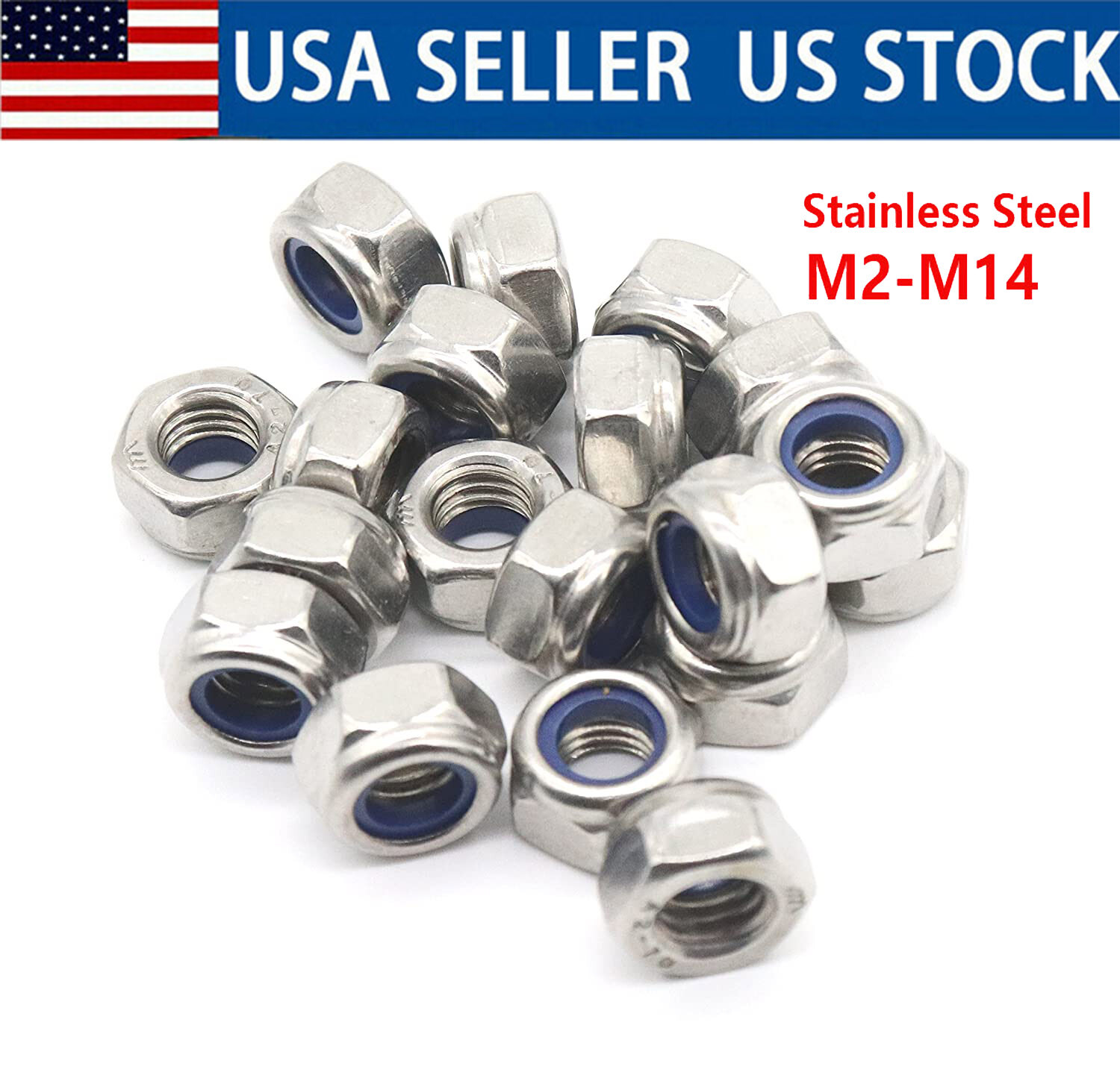 M2-M5 Hex Hexagon Nylon Insert Lock Nut Self–locking Nylock Locknut