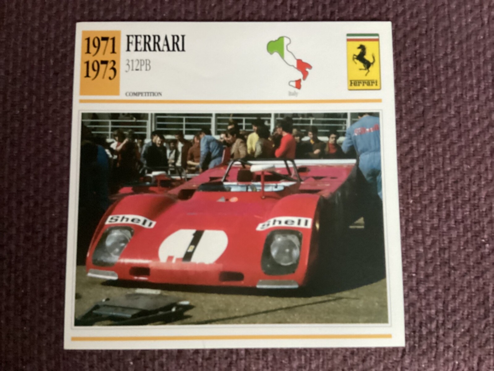 Ferrari 312PB,     1971-73,    Competition Car,Italy, Collectors Card