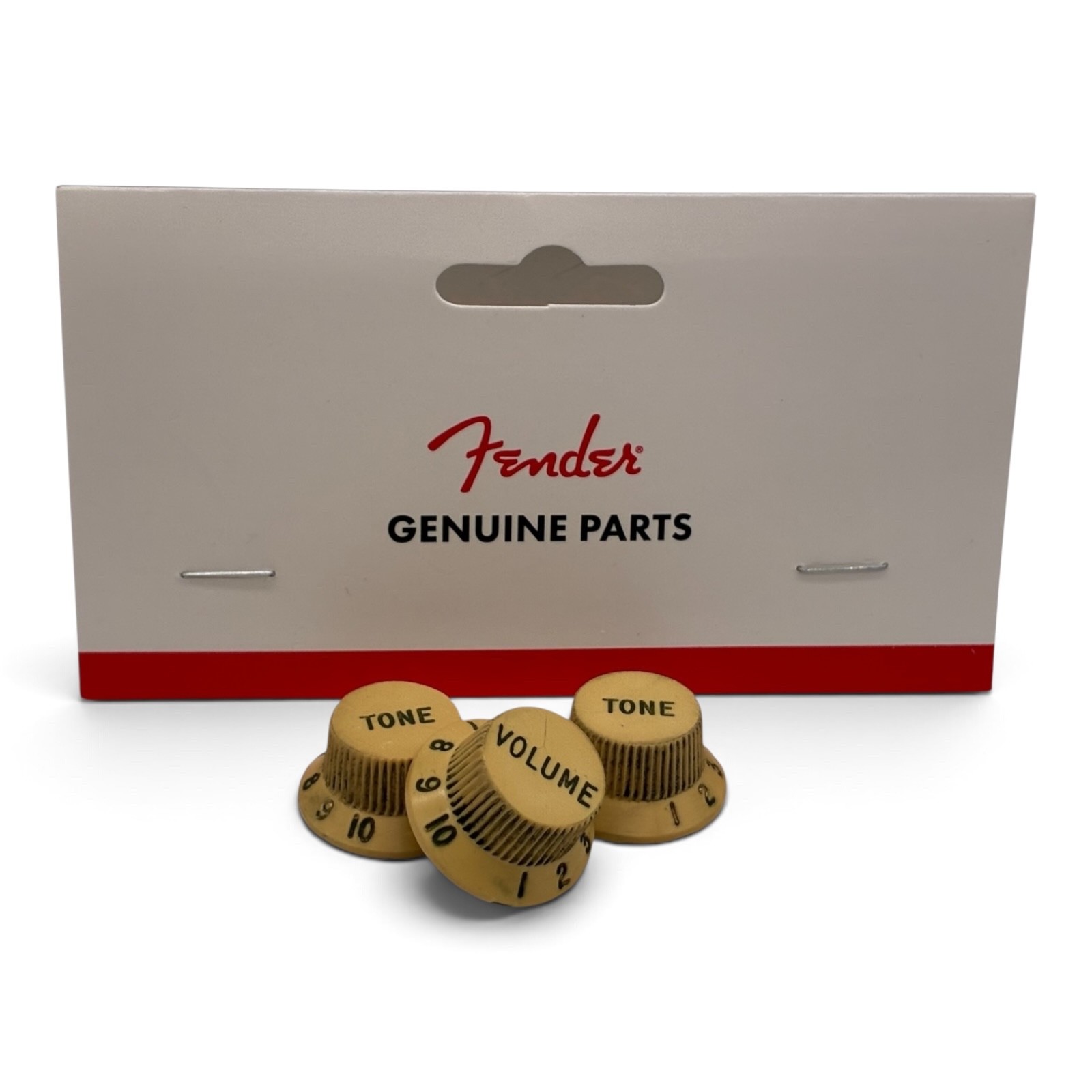 Fender® Stratocaster® OEM Relic Hand-Aged White Cream Volume Tone Knobs 3-Spoke