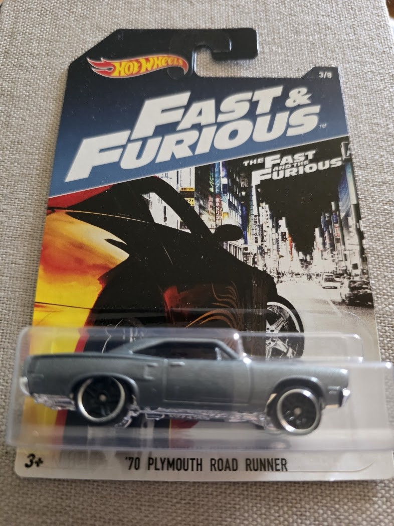 Hot Wheels Fast & Furious '70 Plymouth Road Runner Gray Diecast Car 1:64