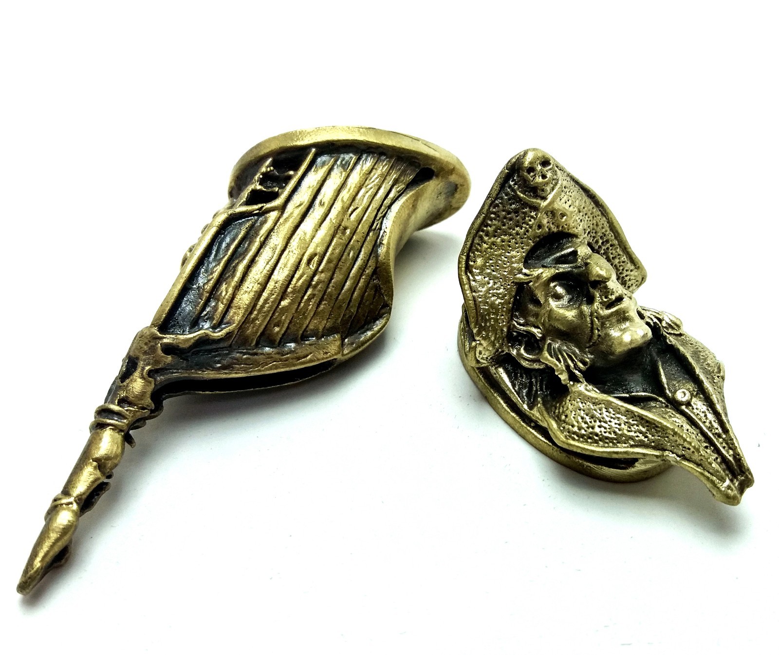 SET PIRATE SOLID BRONZE FINGER GUARD BOLSTER & POMMEL CUSTOM KNIFE MAKING