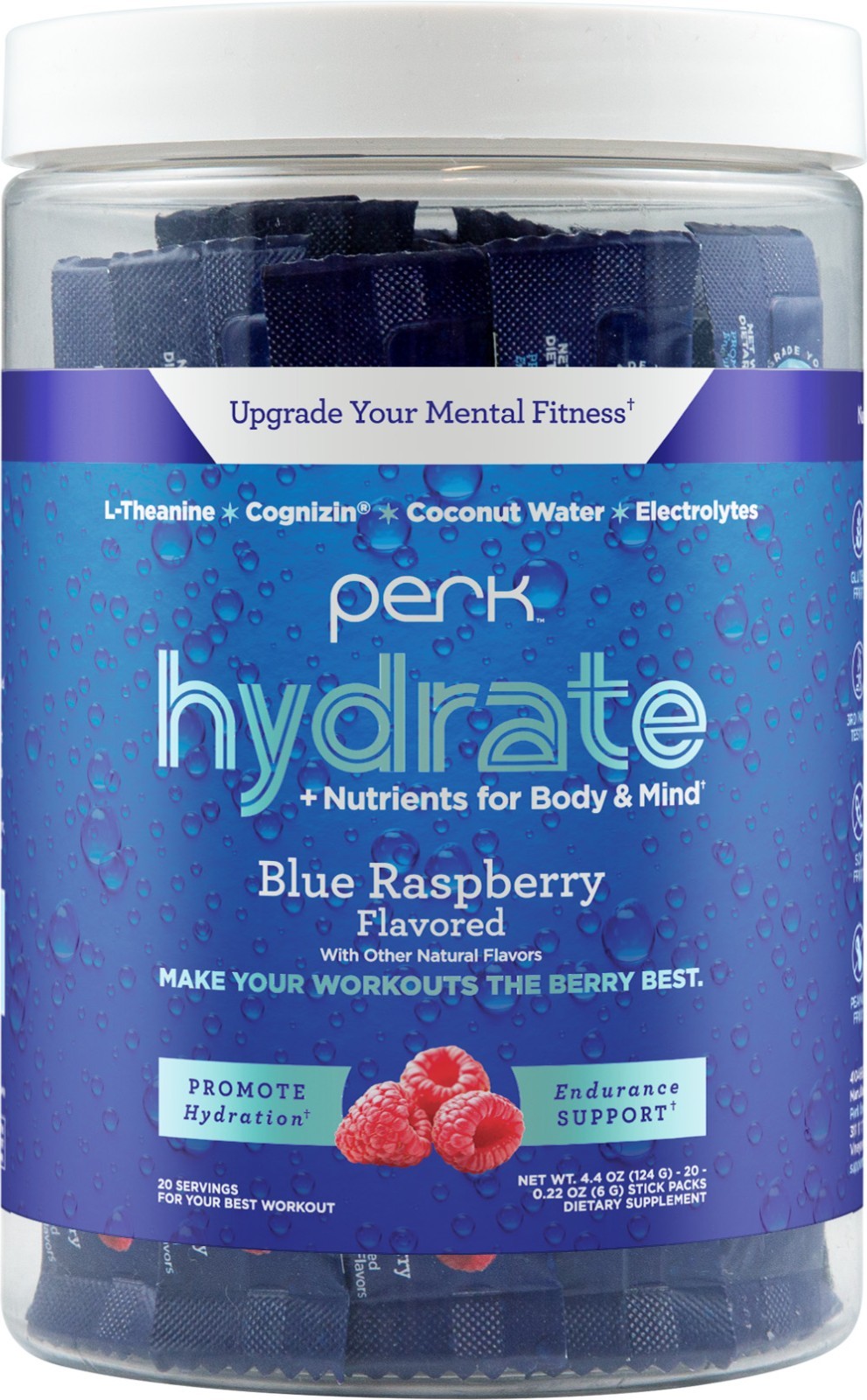 Perk Hydrate Electrolyte Stickpacks (Blue Raspberry) 20 Packets