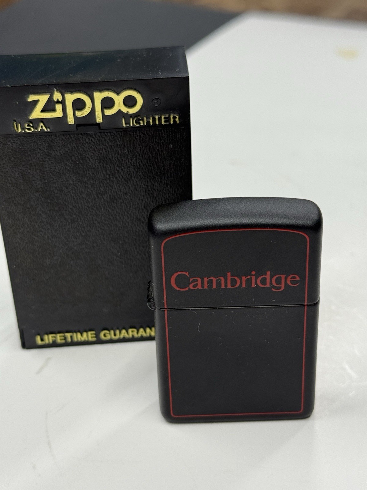 ZIPPO 1994 CAMBRIDGE BLACK MATTE LIGHTER UNFIRED IN BOX 636