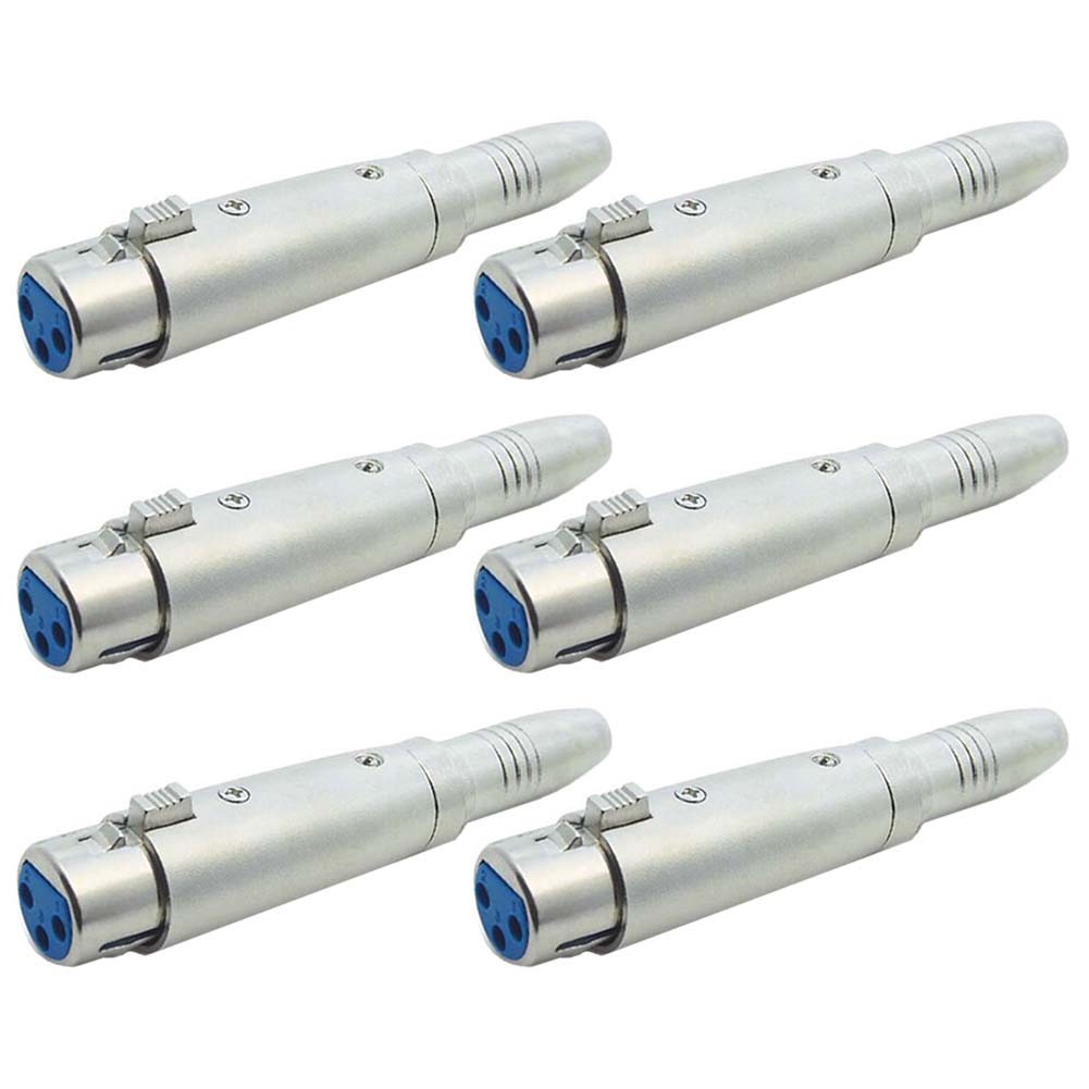 6 Pcs XLR 3-Pin Female to 6.35mm 1/4" Stereo Female Adapter Connector Converter