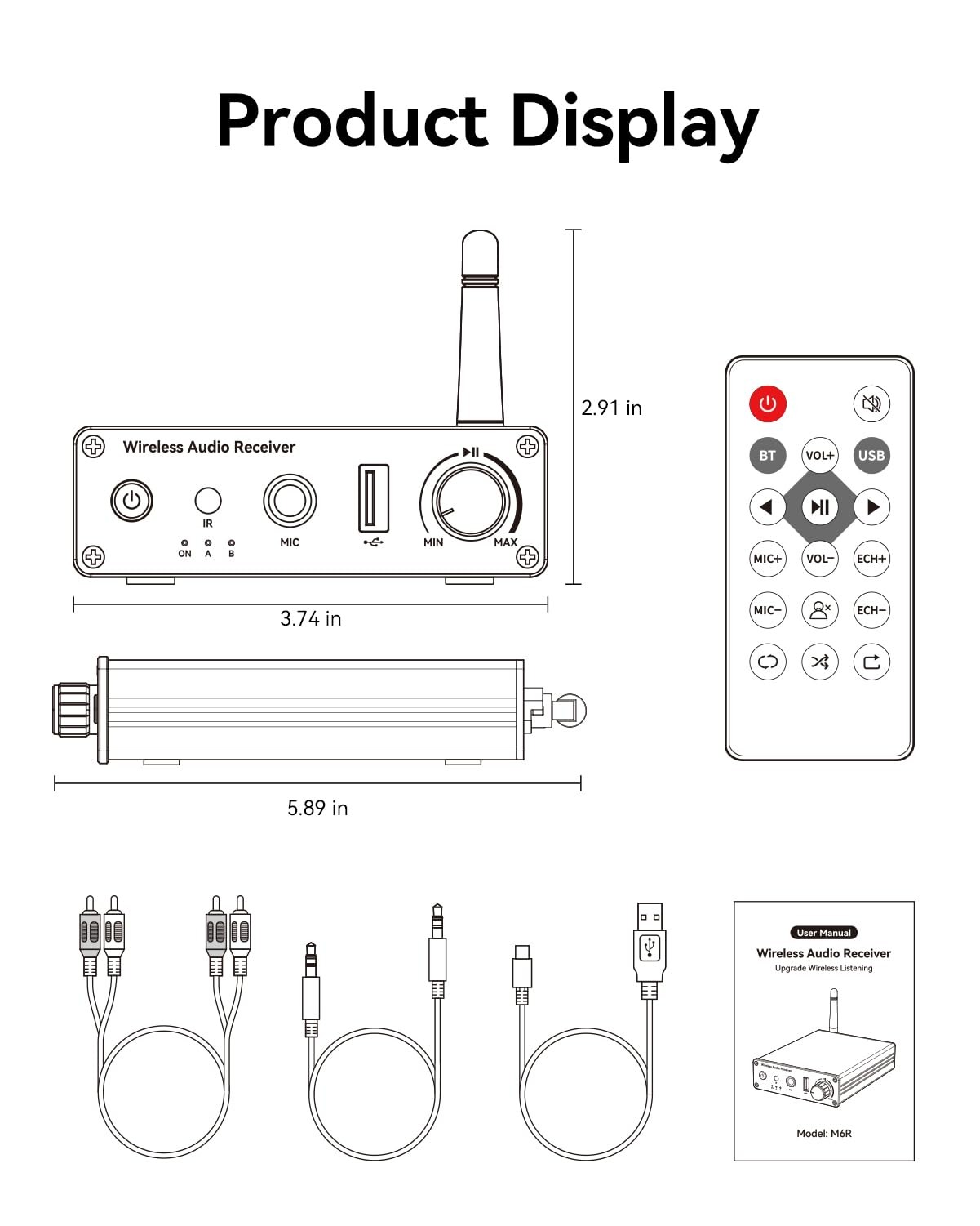 [Upgraded] Bluetooth 6.0 Receiver,Wireless Bluetooth Long Range Low Latency f...