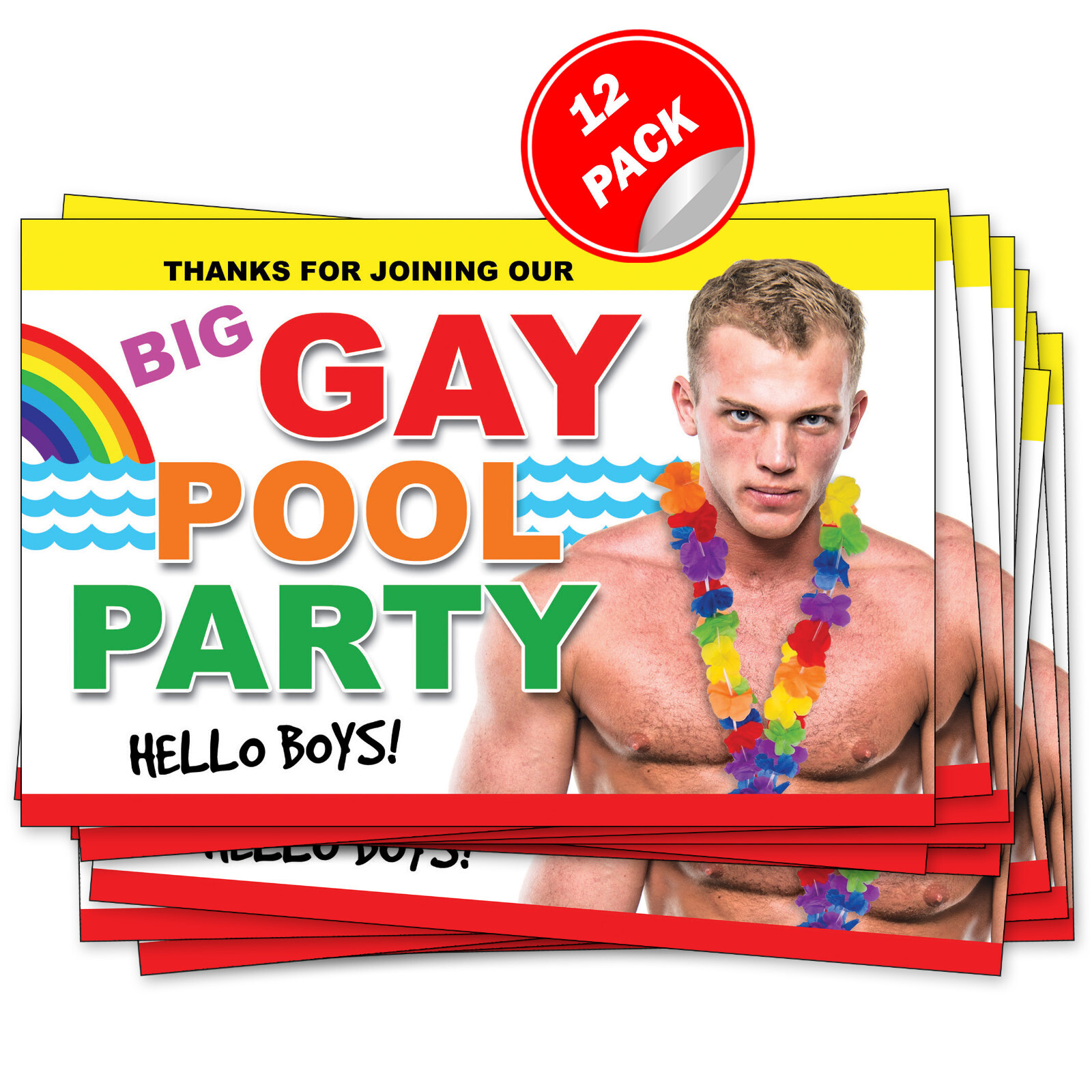 Big Gay Pool Party Embarrassing 12 Prank Postcards Play a Gag on your Friends!