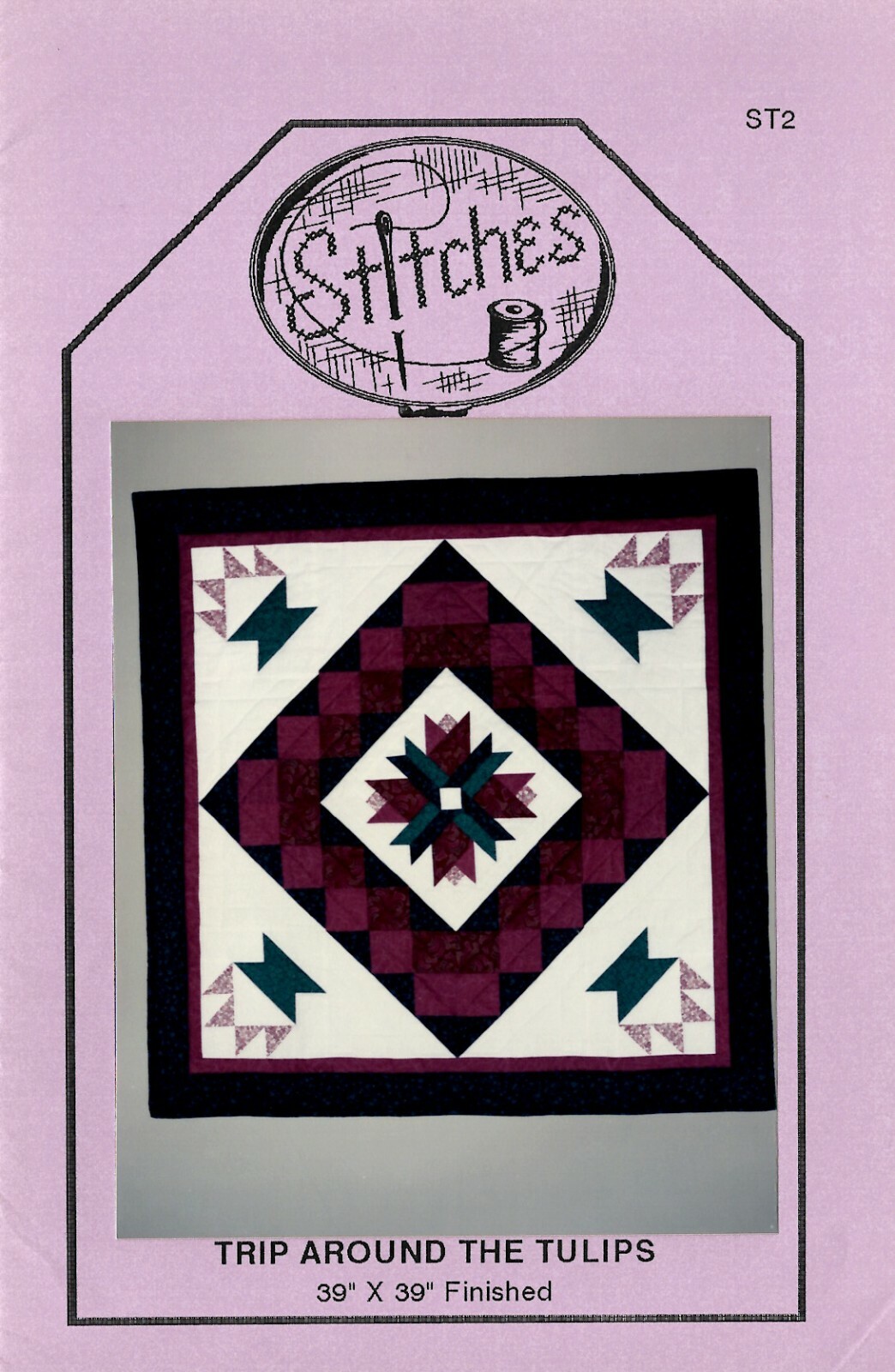 TRIP AROUND THE TULIPS 39 x 39 Quilt Pattern - Stitches ST2 VTG 1990s