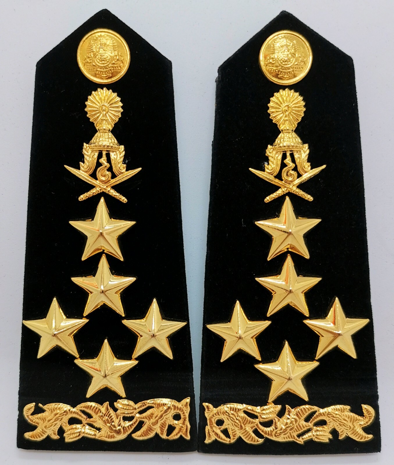 Cambodia Military Army 5 Five Star General Hun Sen Black Shoulder Boards Mark