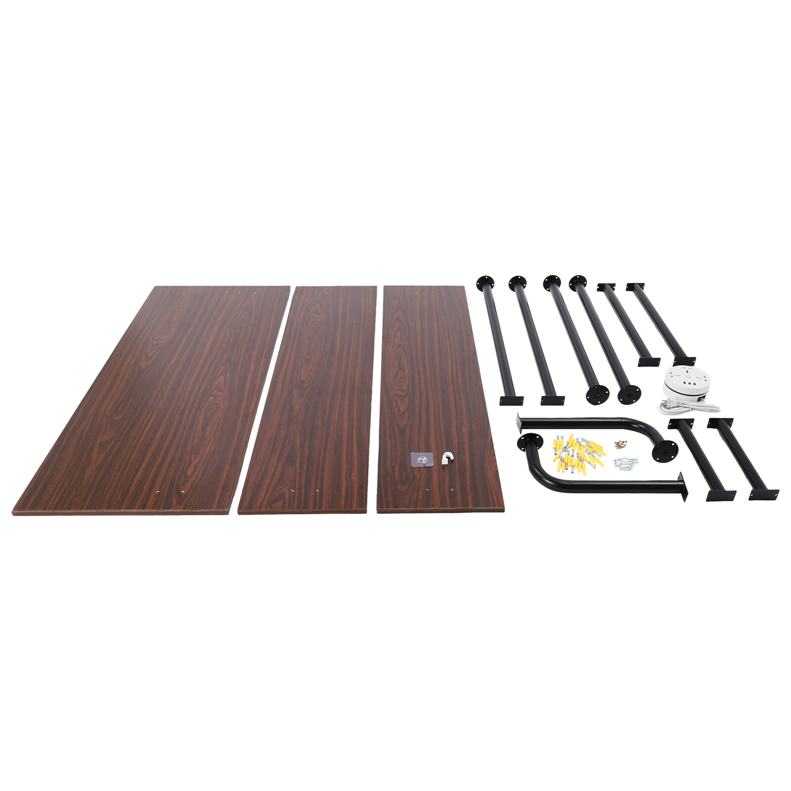 Wall Mounted Table Standing Desk Computer Laptop Desk W/Power Strip Modern Black