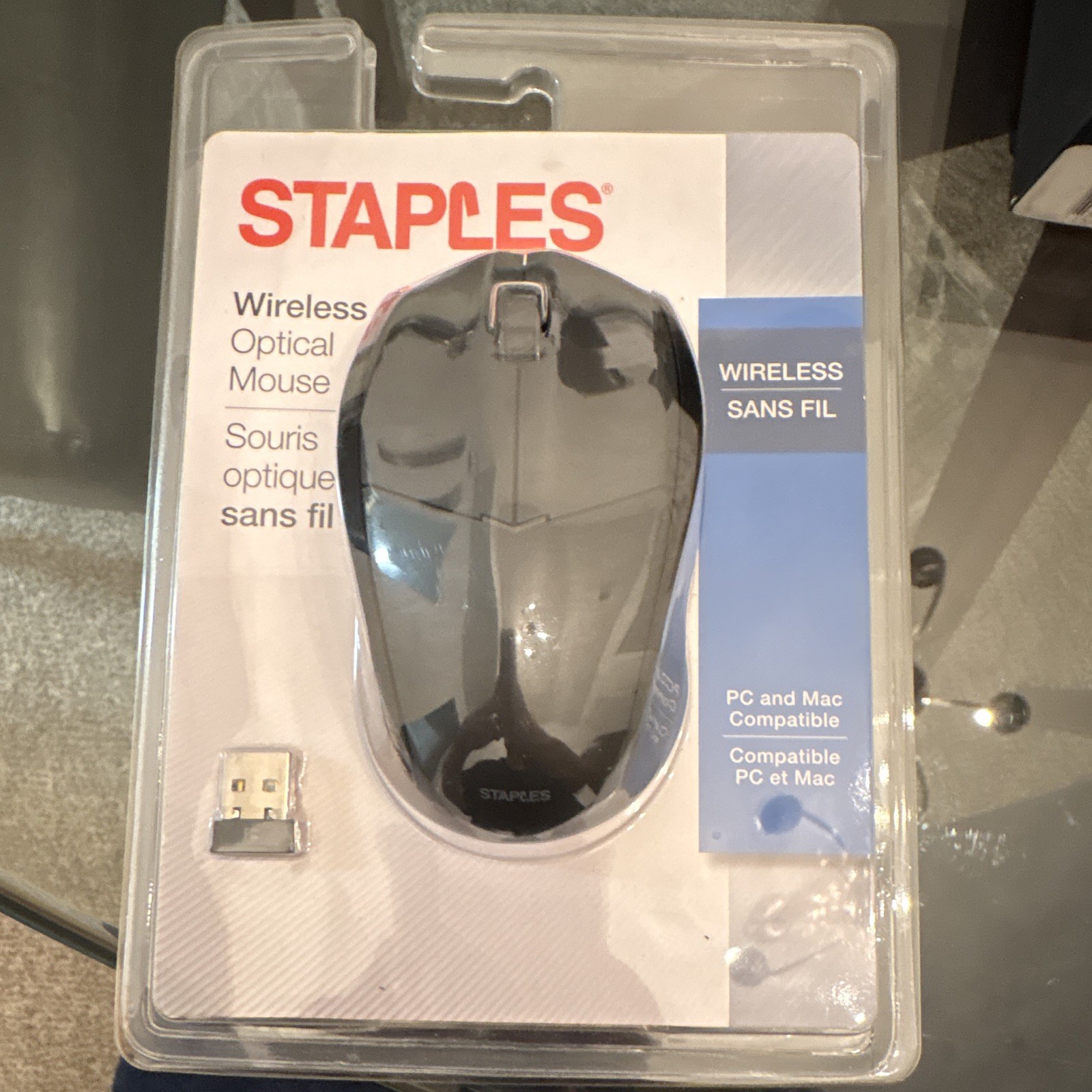 Staples Wireless Optical Mouse USB Receiver 3-Button Black