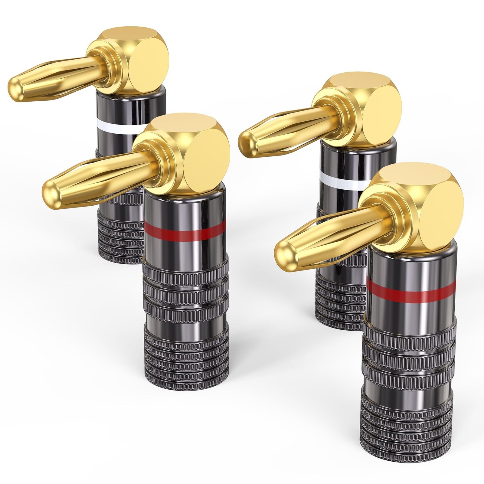 Right Angle Banana Plugs for Speaker Wire 2 Pairs/4 PCS, Speaker Banana Plugs...