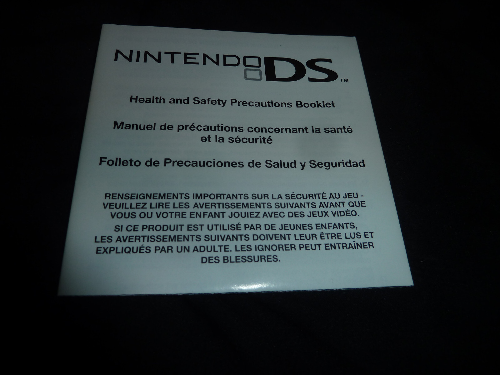 Nintendo Ds Nintendo Health and Safety Precautions Booklet Manual 55878D