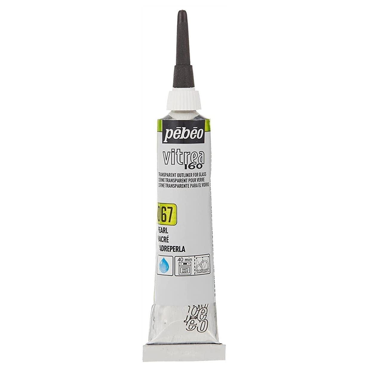 Pebeo Vitrea 160, Glass Paint Outliner, 20 ml 0.67 Fl Oz (Pack of 1), Pearl