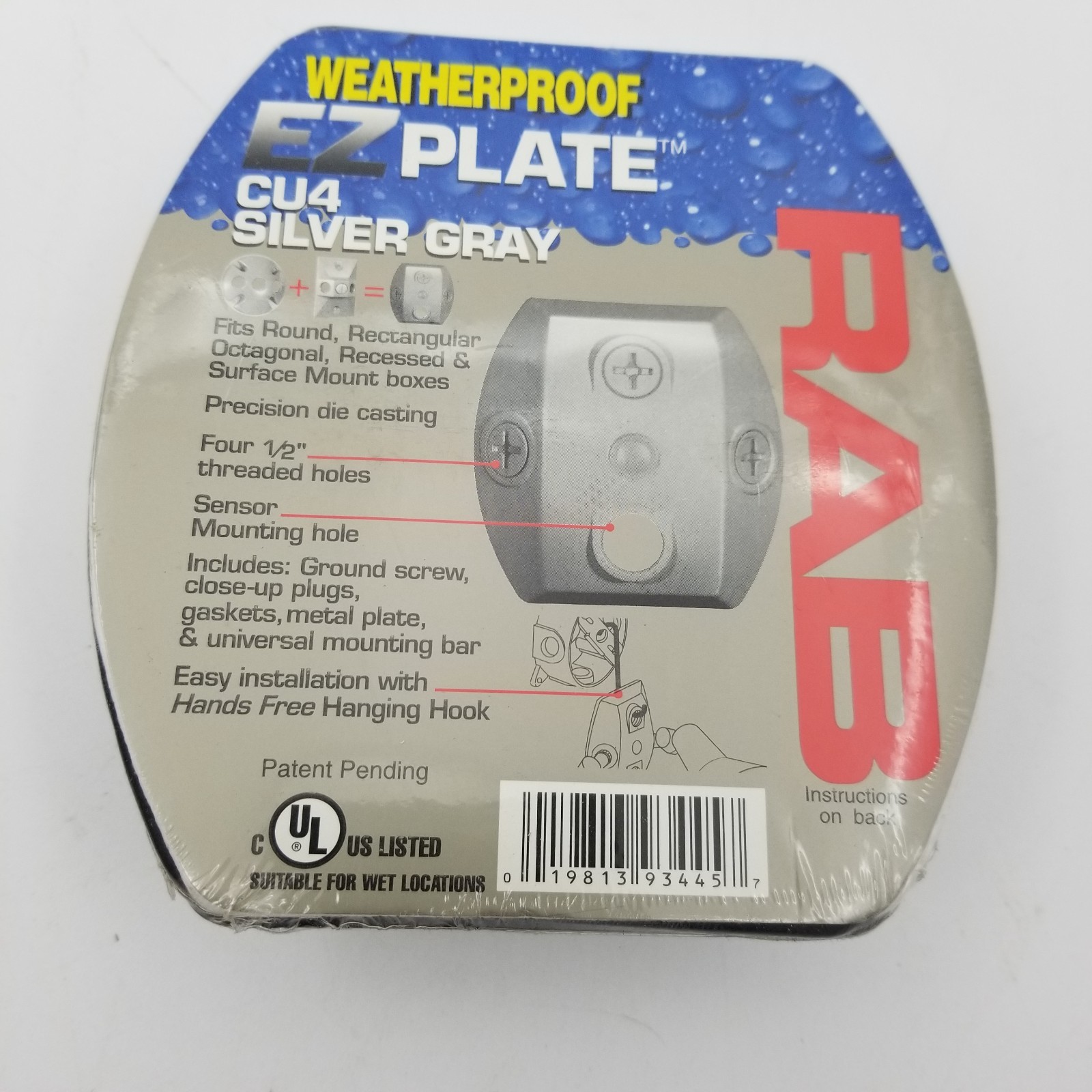 RAB Lighting Weatherproof EZ Plate CU4 Silver Gray for Wet Locations New