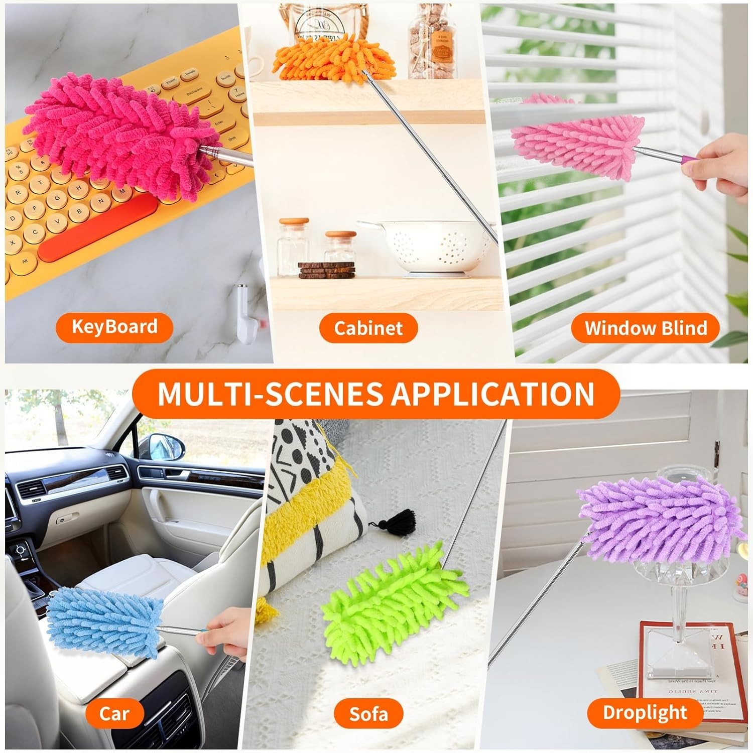 Compact 2-Pack Mini Duster - 360° Rotatable with Telescopic Handle Efficiency