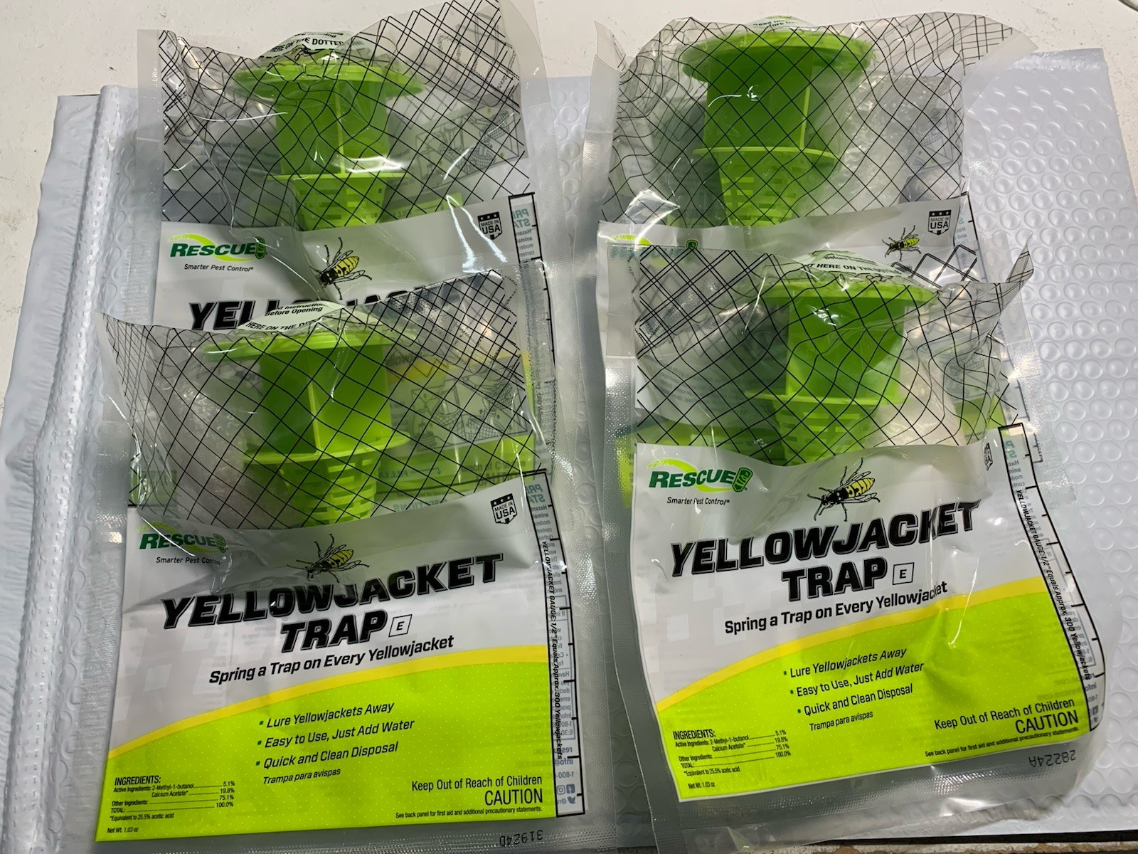 RESCUE! Disposable Yellowjacket Trap, for Central & Eastern Time Zones, 4 Traps