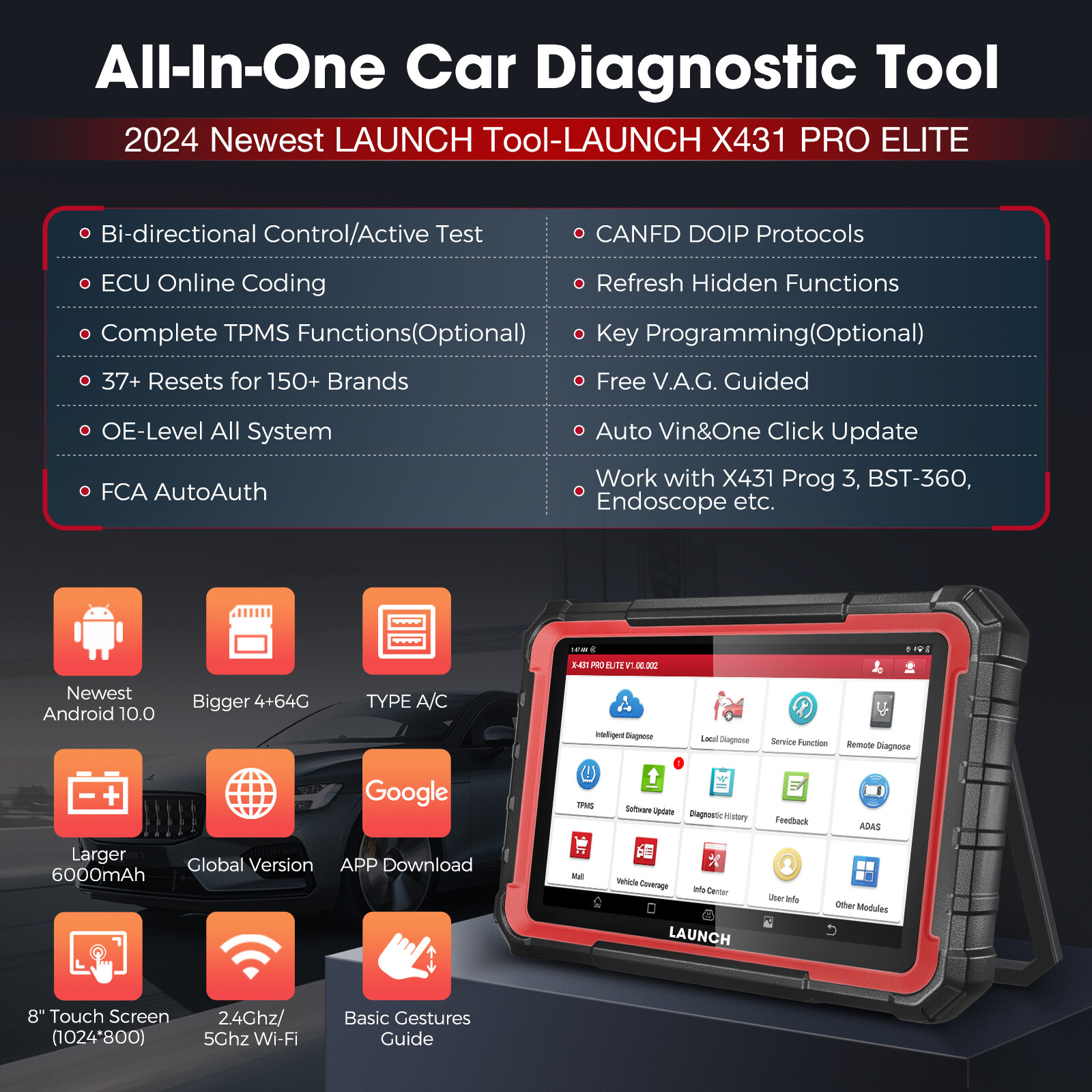 LAUNCH X431 Pro Elite V+ Pro3S+ Bidirectional Car Diagnostic Scanner ECU Coding