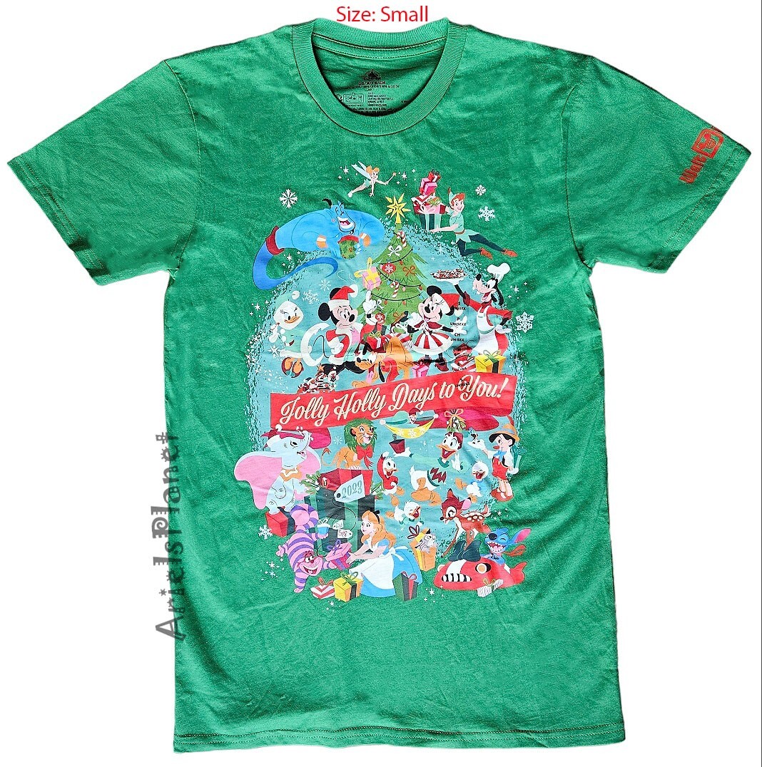 2023 Disney Parks Mickey Friends Christmas Holiday Jolly Holly Days Shirt Size S