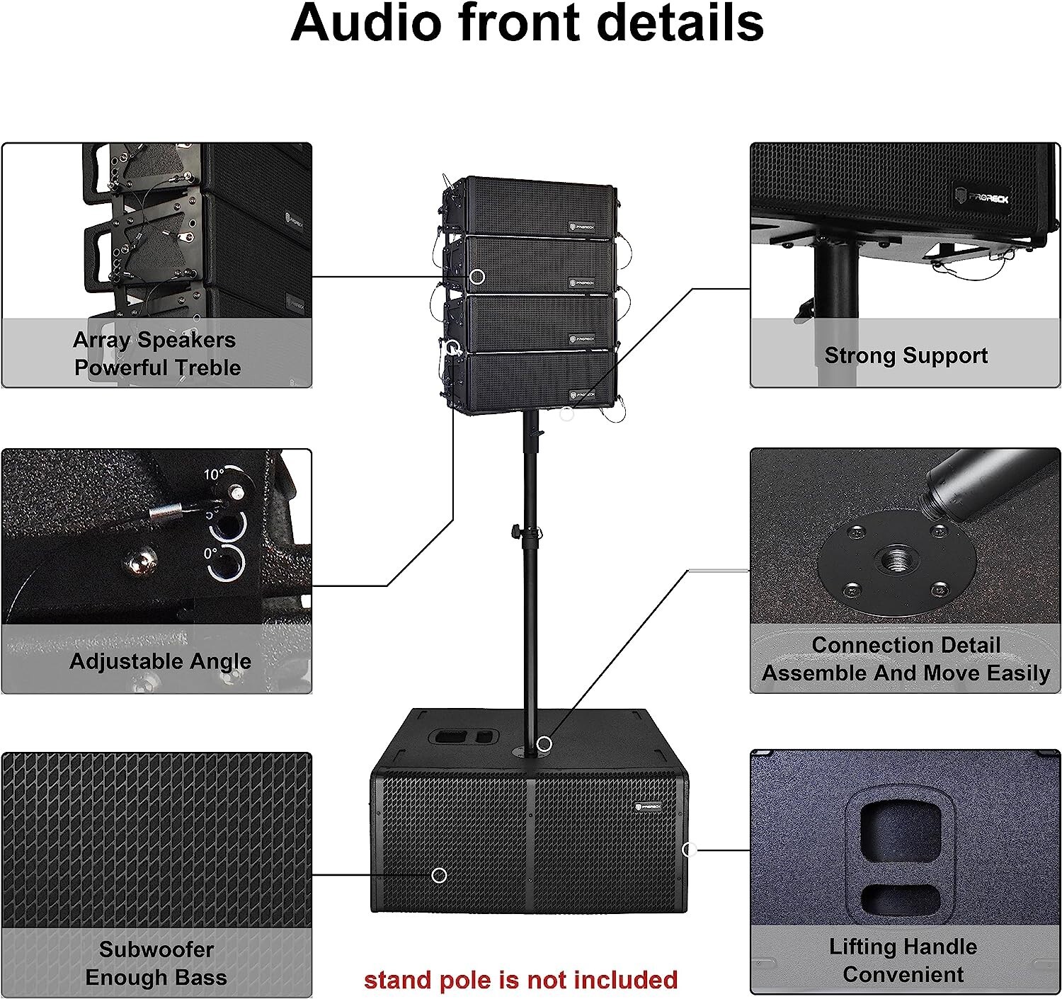 PRORECK DJ Speaker Powered Line Array System Set 6000W P.M.P.O Stere Combo Set