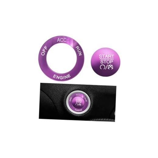 Car Push Start Button Cover, Aluminum Ignition Button Trim with Metal Purple