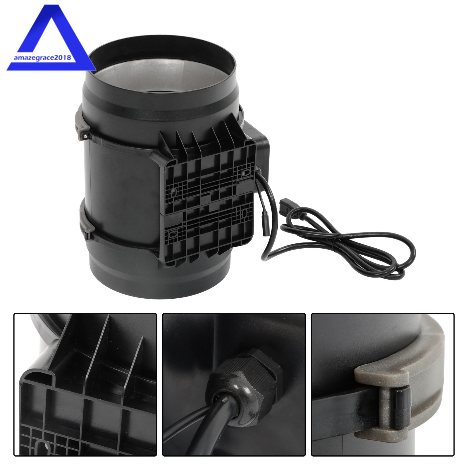 8 Inch Inline Duct Fan HVAC Exhaust Blower Kit EC Variable Speed Control Black