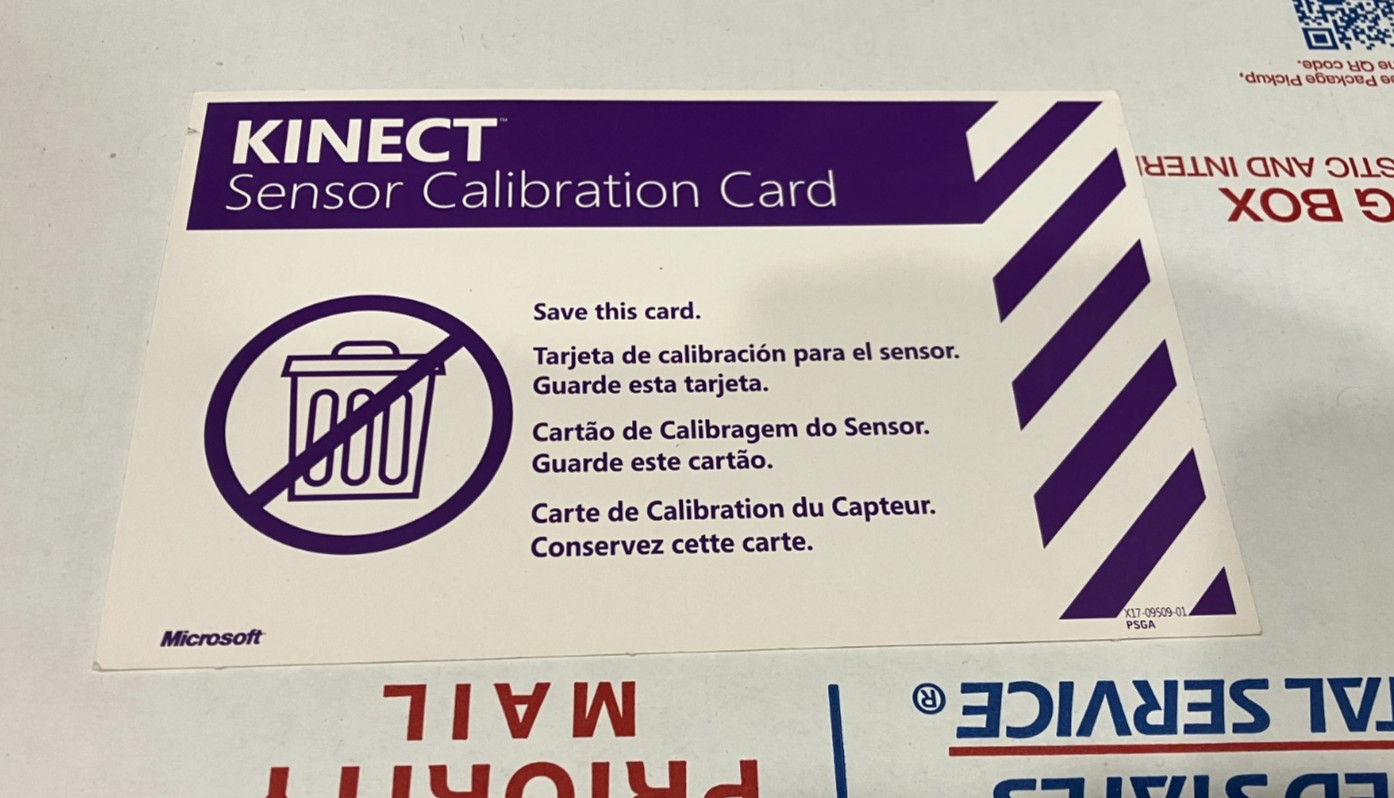 Official Kinect Sensor Calibration Card - XBox 360