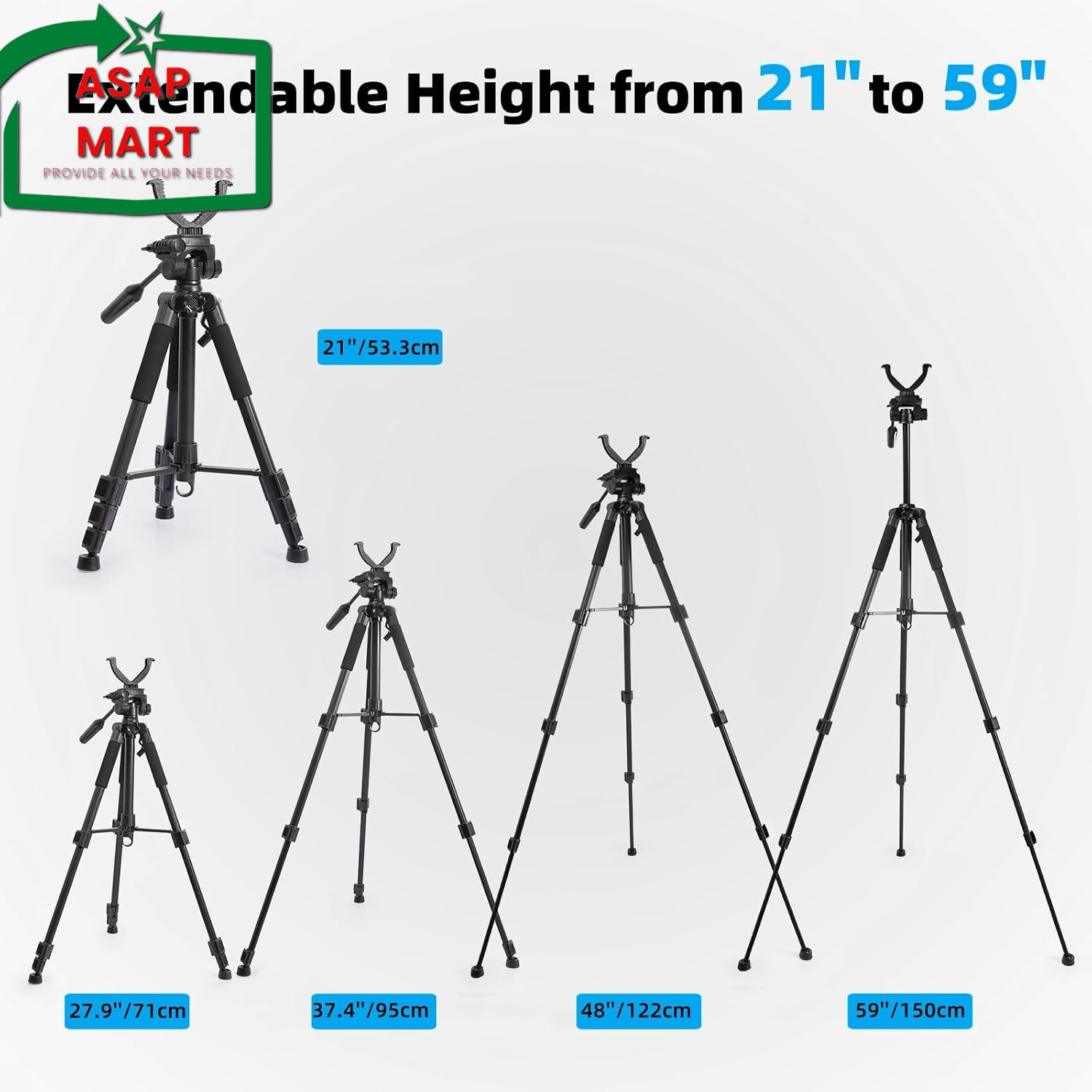 Rifle Shooting Tripod with V Yoke,Adjustable Aluminum Legs Hunting Tripod for Ri