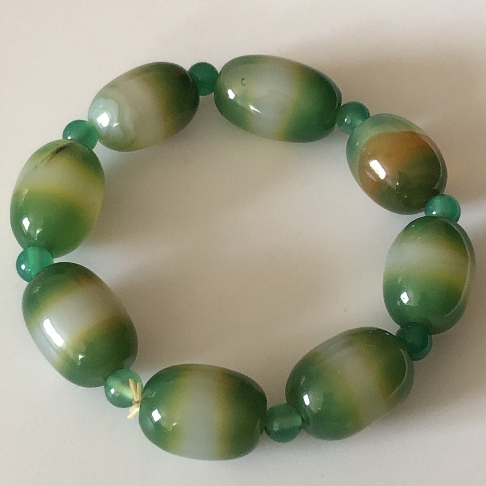 Green Quartz Artisan Bead Bracelet Expandable Dyed Stone Beads