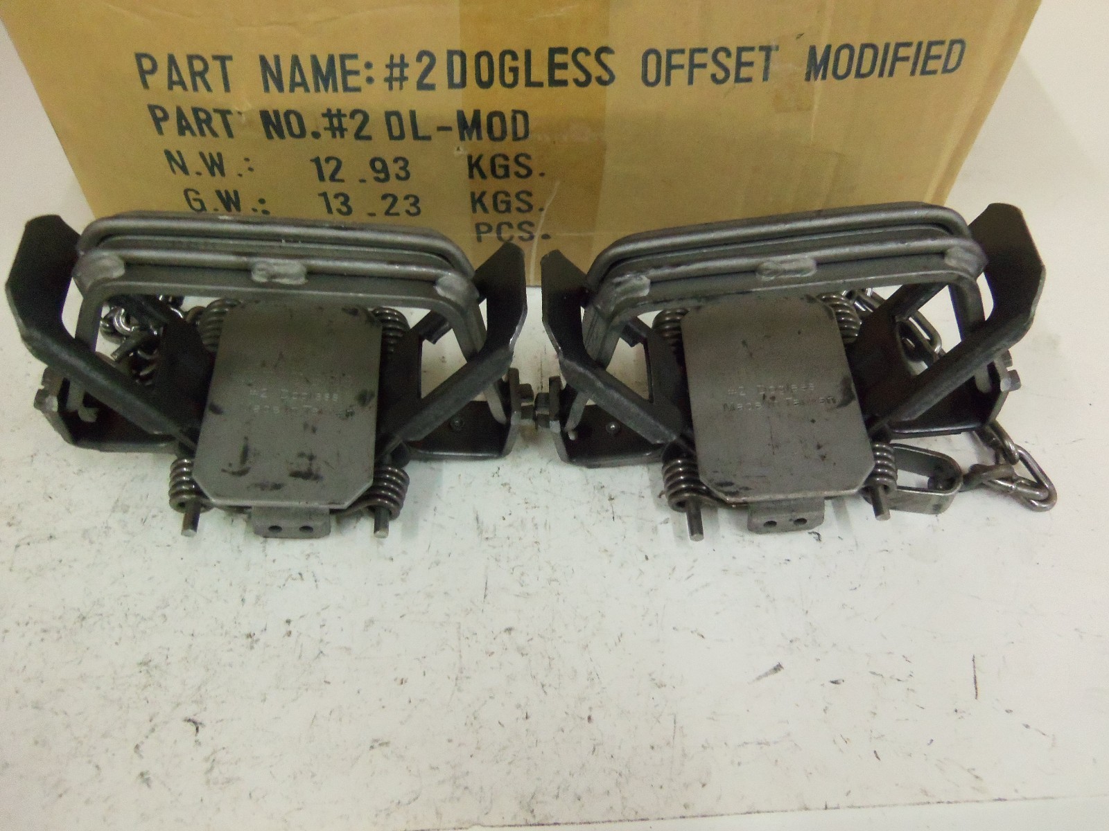 2 Bridger #2 Dogless Offset Jaw MODIFIED Coil Spring Traps Trapping 6 1/4"