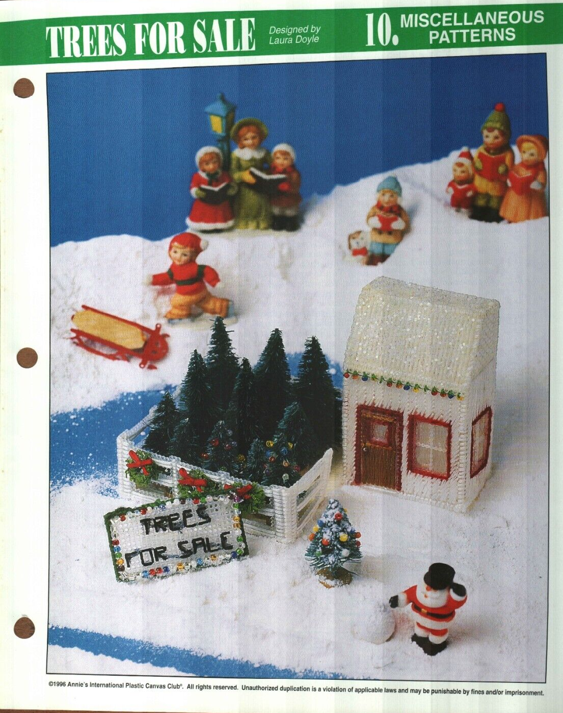 NEW TREES FOR SALE WINTER SCENE ANNIE'S PLASTIC CANVAS PATTERN INSTRUCTIONS