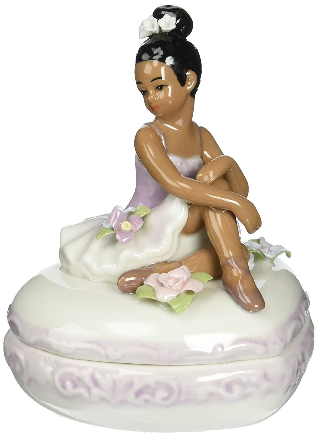 Cosmos 10599 Fine Porcelain African American Ballerina on Purple Box 3-5/8"