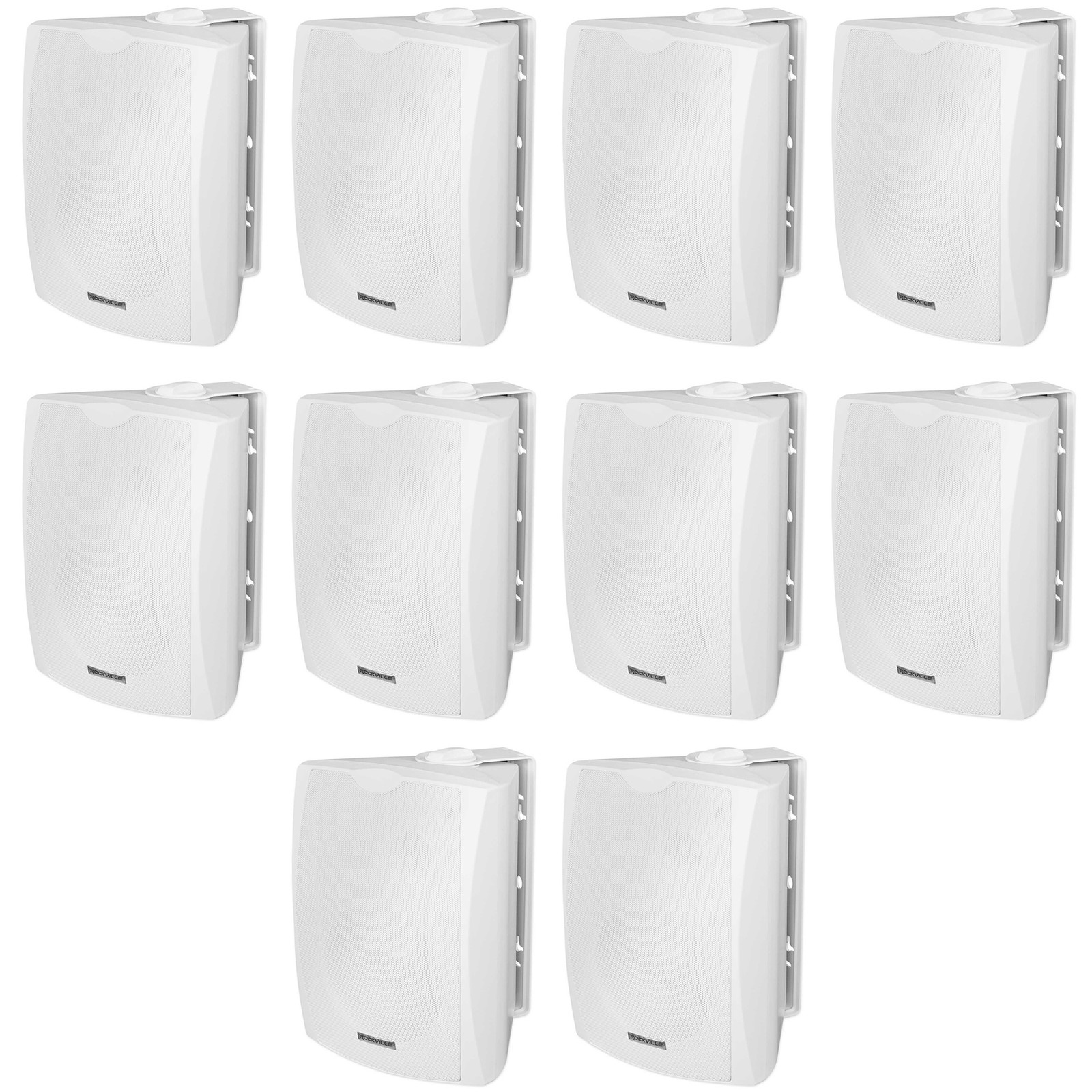 (10) Rockville WET-5W 70V White 5.25" Commercial Indoor/Outdoor Wall Speakers