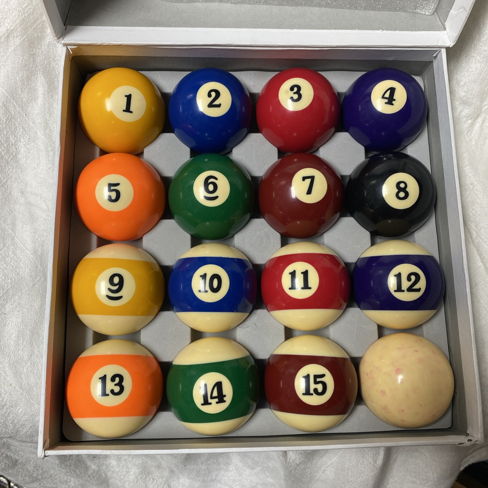 Billiard Pool Balls 2 1/4" Boxed Set of 16 Standard Pool Table Unbranded EUC